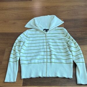 Marc New York Ivory Sweater with Olive Stripe